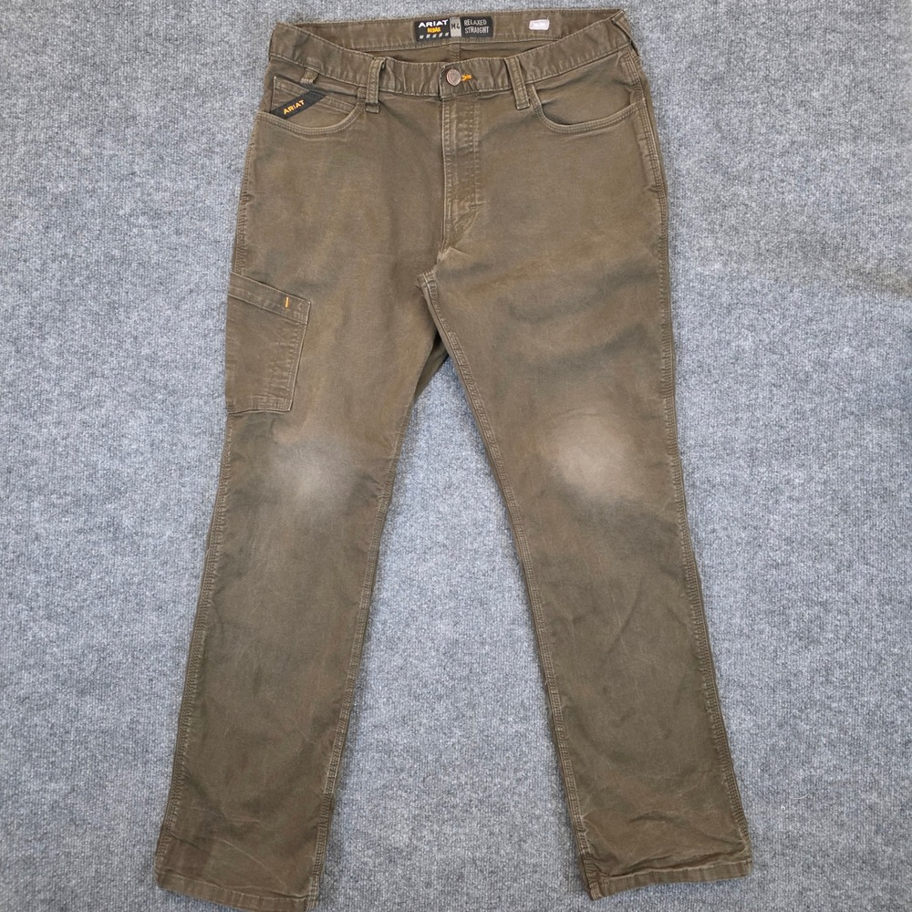 Ariat Rebar M4 Men's 36x34 Brown Canvas Relaxed Straight DuraStretch Work Pants